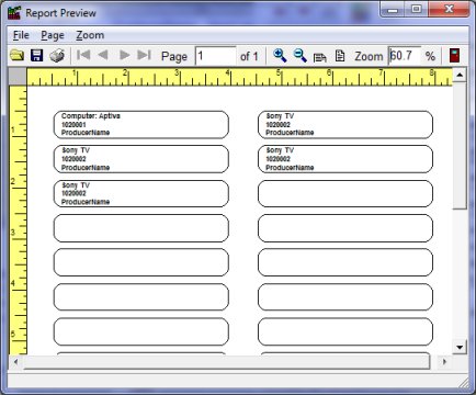 Inventory software label bar codes