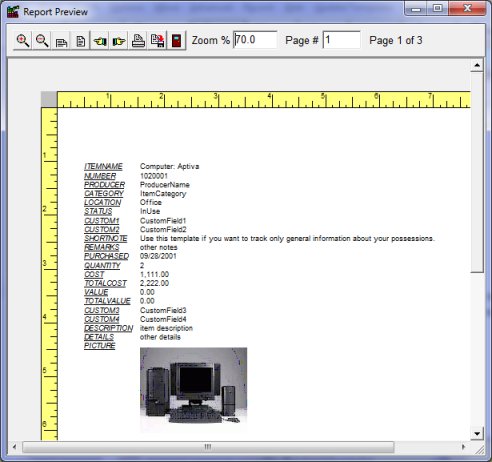 Inventory database, print reports