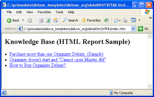 html report, kb articles, index