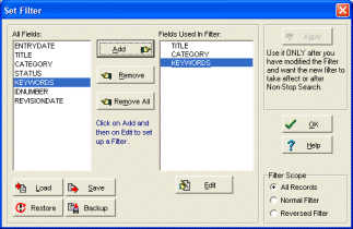 filter database