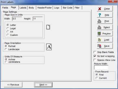 library label printer database define page