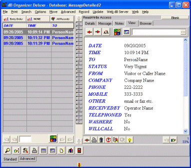 message database template