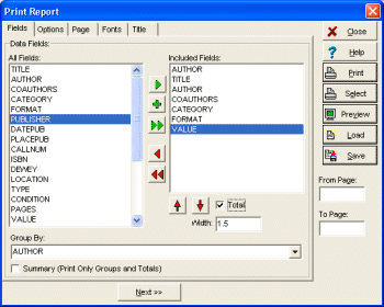 library software, print movie reports