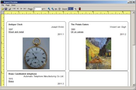 museum catalogues, custom reports