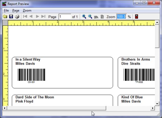 Music software label bar codes