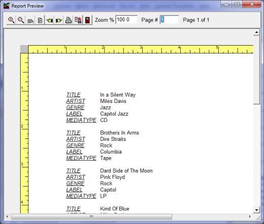 Music software report preview