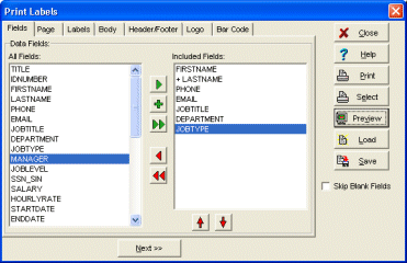 personnel software print labels