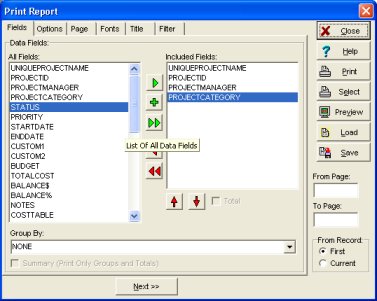 project cost manager, print reports