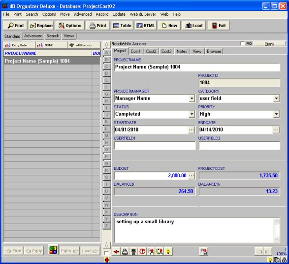 project cost tracking template 2