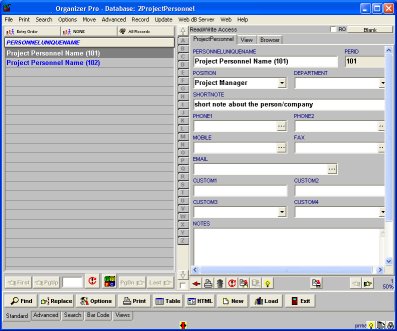 project personnel database