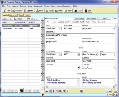 purchase order software database solution