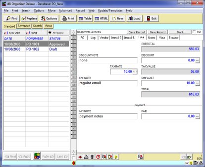 purchase order software database solution