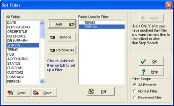 purchase order software filter