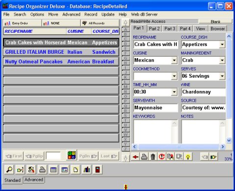 Recipe software solution template