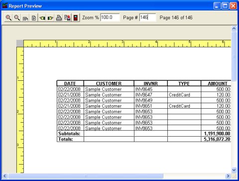 sales orders: payment summary report customer