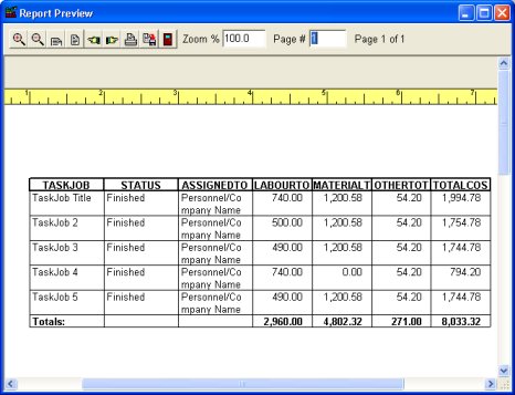 task job sample report