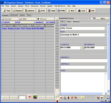 teacher database, track text books