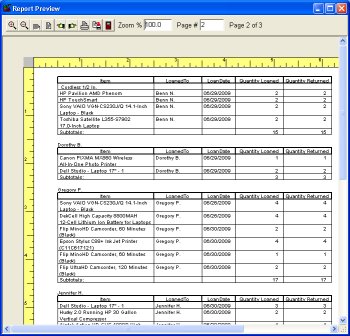 textbook manager, preview circulation report by borrower