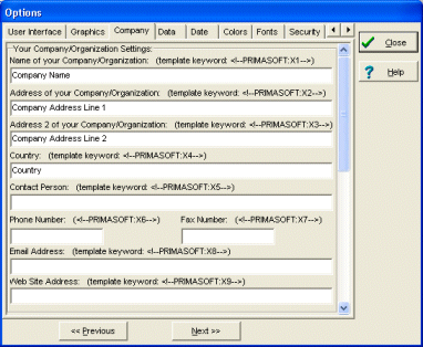 company, organization fields