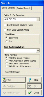 search database, new options